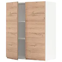 МЕТОД Навесной шкаф с полками/2 дверцы, белый/имитация Voxtorp. дуб, 80х100 см