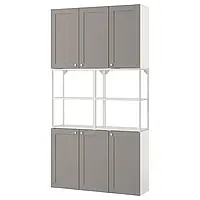 Книжный шкаф ENHET, белый/серый каркас, 120x32x225 см.