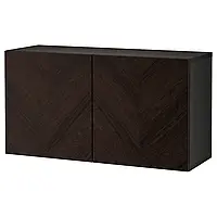 BESTÅ Шкаф с дверцей, черно-коричневый Хедевикен/ темно-коричневый шпон дуба, 120x42x64 см