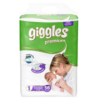 Оригінал! Подгузники Giggles Premium Newborn 2-5 кг 56 шт. (8680131201624) | T2TV.com.ua
