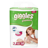 Оригінал! Подгузники Giggles Premium Mini 3-6 кг 58 шт. (8680131201587) | T2TV.com.ua