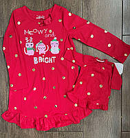 1, Комплект микрофлисовая ночная рубашка в горошек для девочки и куколки Jumping Beans Размер 6 лет