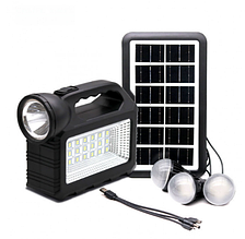 Переносна станція Павербанк-ліхтар 80W переносний з лампочками та сонячною батареєю Solar Light GD-101