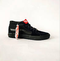 Высокие Vans Old Skool ALL Black кеды черные замша мужские ванс демисезон унисекс