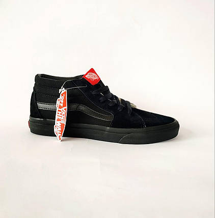 Высокие Vans Old Skool ALL Black кеды черные замша мужские ванс демисезон унисекс, фото 1