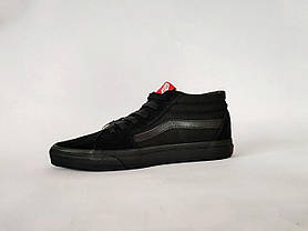 Высокие Vans Old Skool ALL Black кеды черные замша мужские ванс демисезон унисекс, фото 4