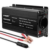 Інвертор чиста синусоїда 12V 230V Перетворювач напруги 1000W/2000W 2USB LED