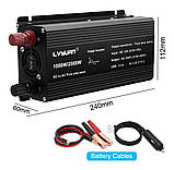 Інвертор чиста синусоїда 12V 230V Перетворювач напруги 1000W/2000W 2USB LED, фото 4
