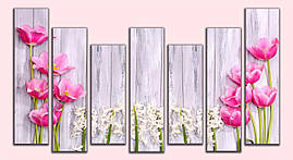 Модульна картина на полотні з 6-ти частин "Квіти"