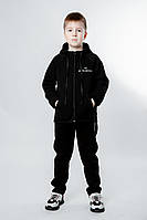 Спортивный костюм для мальчика, трехнитка ,черный, 100% хлопок, начёс, топ Юрма одяг