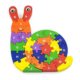 Дерев'яний пазл 3D Viga Toys Равлик по буквах 3Д (55252)