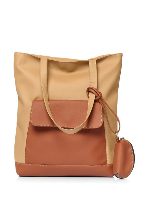 Жіноча сумка Sambag Shopper бежева з клапаном