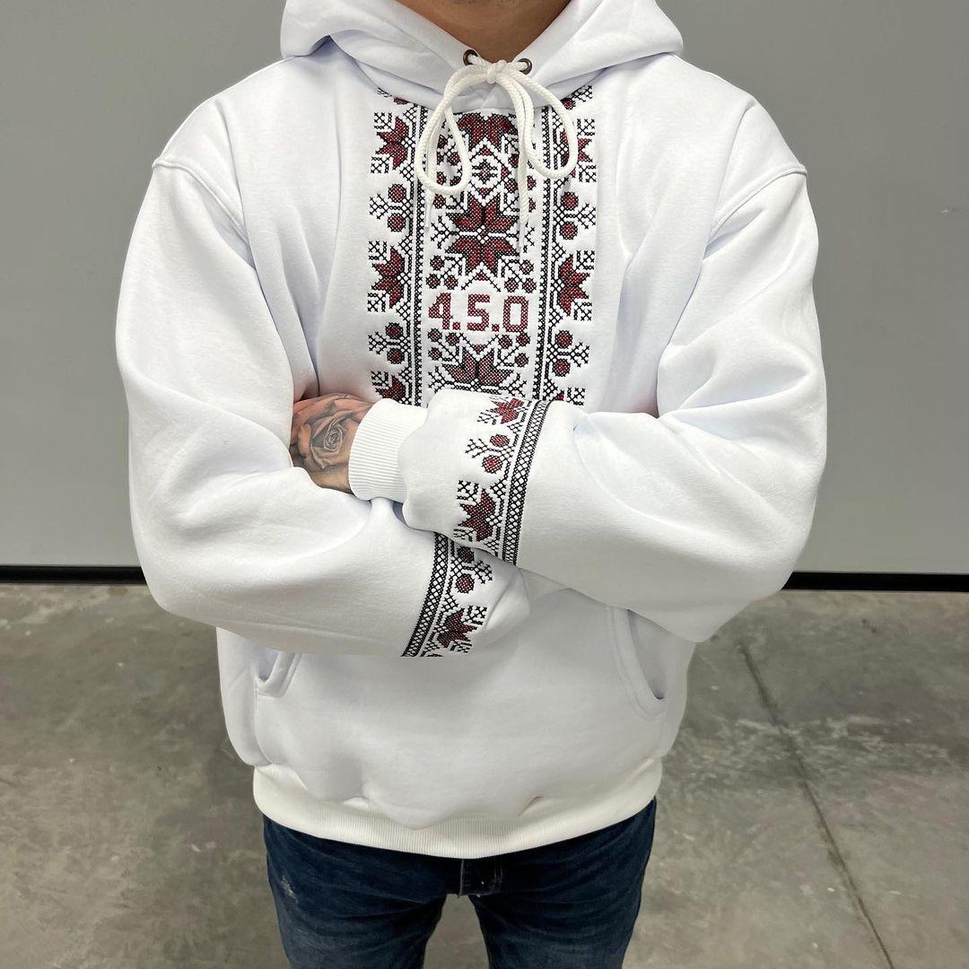 Чоловіче худі біле оверсайз ДОЛЯ S, M, L, XL з вишивкою 4.5.0