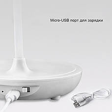 Настільна LED лампа гнучка акумуляторна 900 mAh з Micro-USB з розʼємом White, фото 5