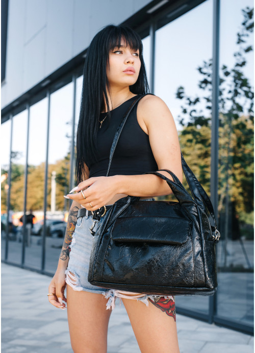 Жіноча спортивна сумка Sambag Vogue BKS чорна рельєфна