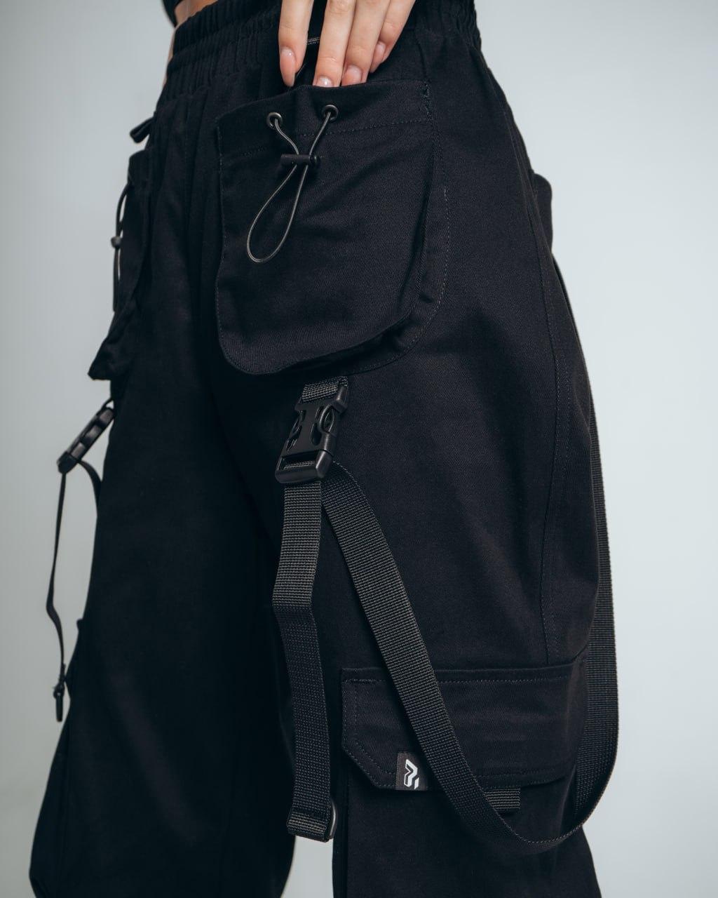 Брюки женские карго с карманами весенние осенние летние Dark черные Штаны женские коттоновые - фото 7 - id-p1760464889