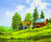 Картина по номерам "Домик на поляне" 40*50 см, краски - акрил