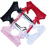 Мереживний пояс для панчіх з підв'язками чорного кольору та з бантиками, фото 4