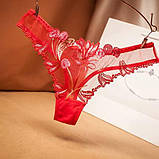Білі сексуальні прозорі трусики з вишивкою, фото 7