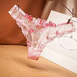 Білі сексуальні прозорі трусики з вишивкою, фото 3