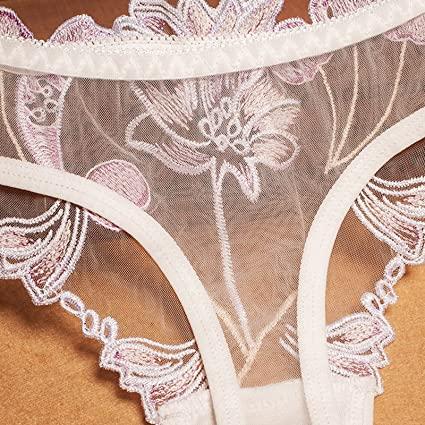 Білі сексуальні прозорі трусики з вишивкою, фото 1