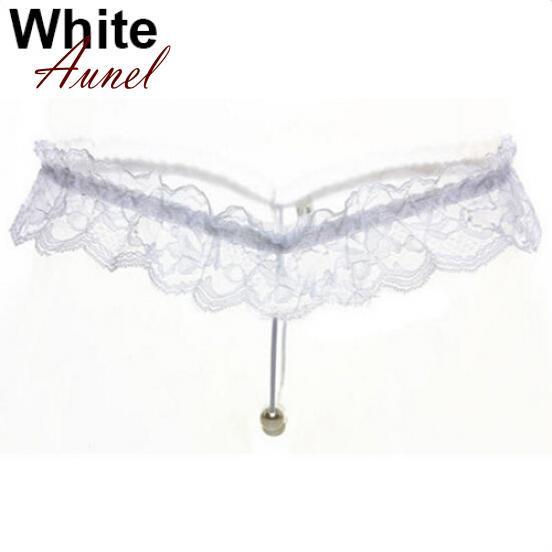 Білі еротичні труси стрінги з перлами в промежини, фото 1
