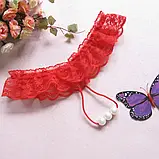 Білі еротичні труси стрінги з перлами в промежини, фото 5