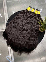 Натуральные волосы в срезе каштан, волна 70 см 50 грамм для наращивания