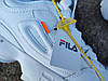Кросівки БІЛІ Fila Disruptor 2 Off-White на високій підошві шкіряні унісекс демі оригтал, фото 7