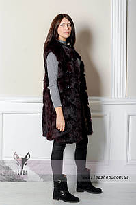 Довгий хутряний жилет із кролика