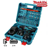 Акумуляторний шуруповерт MAKITA DF330DWE (12V 2A/h Li-Ion) з набором! Шуруповерт МАКІТА 12в набір гнучкий вал