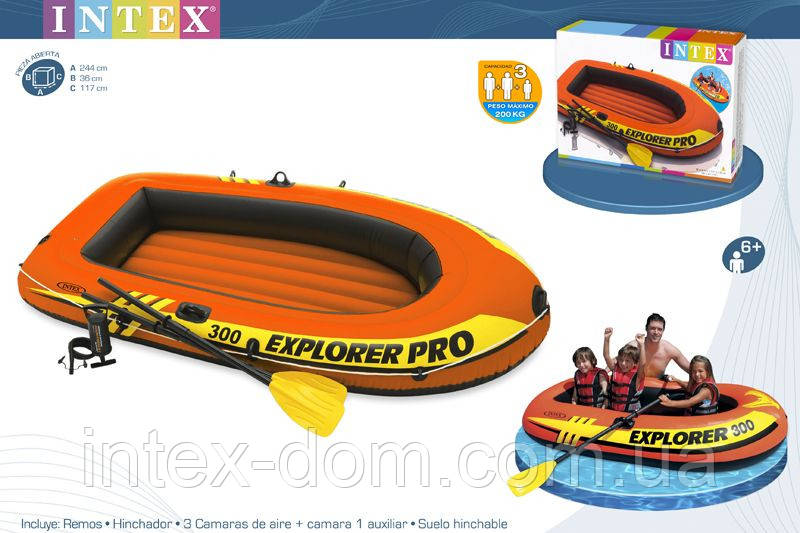 Надувний човен Explorer 300 PRO Set Intex 58358(244X117X36CM)