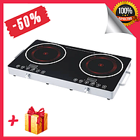 Інфрачервона плита електрична на 2 конфорки Zepline ZP-062 4400W, потужна побутова електроплита для дому