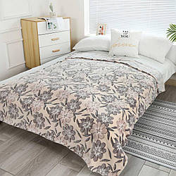 Євро плед флісовий стрижений "Сірі квіти". Мінімальне замовлення від 10 шт.