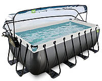 Басейн EXIT з куполом 400х200х122см "чорна шкіра" пісочний фільтр