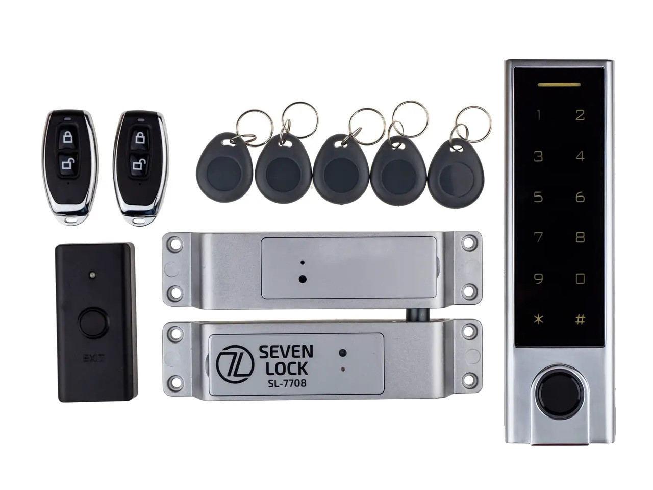 Бездротовий біометричний комплект контролю доступу з радіобрелками SEVEN LOCK SL-7708Fr, фото 1