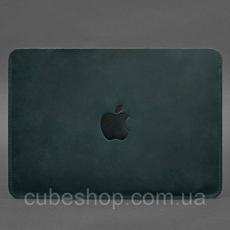 Шкіряний чохол для Macbook 13 (зелений) вхід зверху