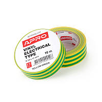 Ізоляцiйна стрiчка жовто-зелена 0.14х17мм 10м (пачка, кратно 10шт) APRO