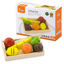 Іграшкові продукти Viga Toys Нарізані фрукти з дерева (58806)