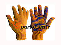 Перчатки трикотажные с ПВХ точкой, оранжевые 10 класс