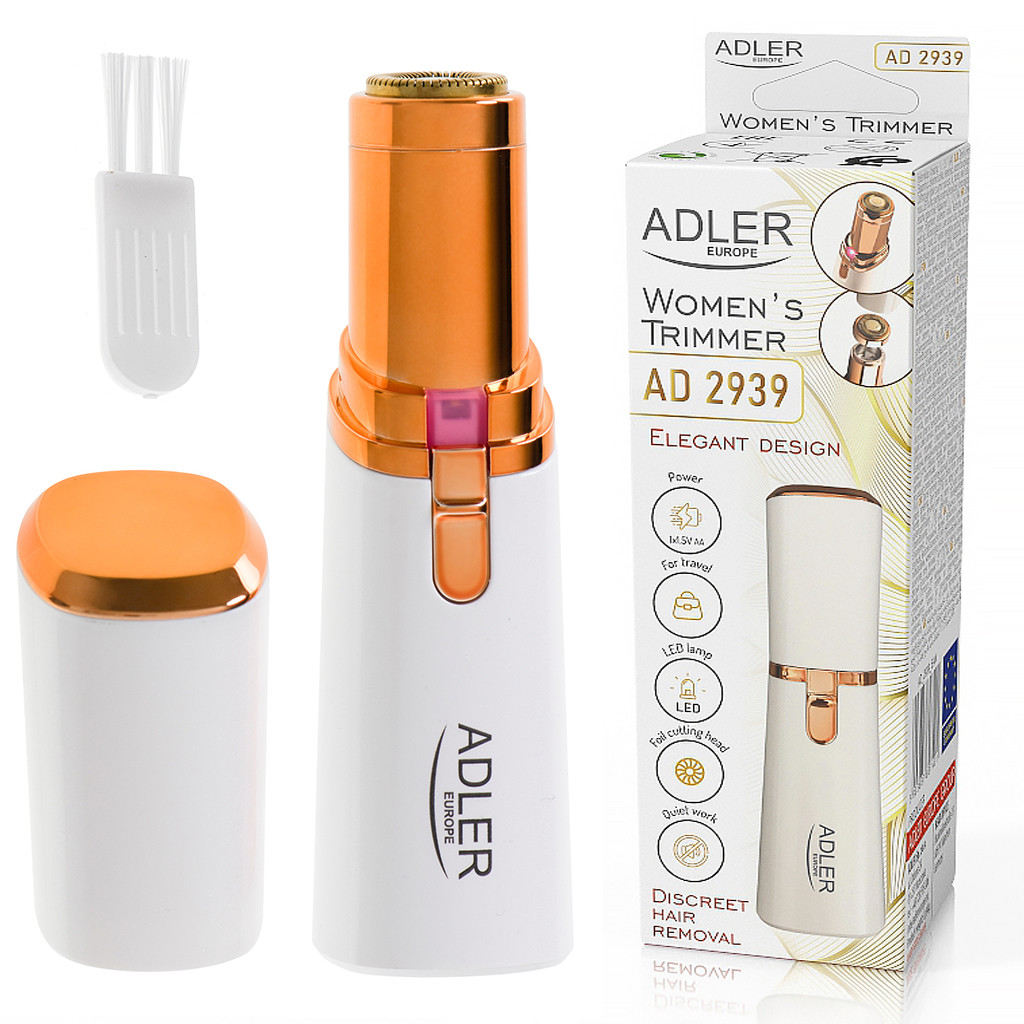 Жіночий тример Adler AD 2939 — безболісне видалення волосся, LED-підсвітка, портативний