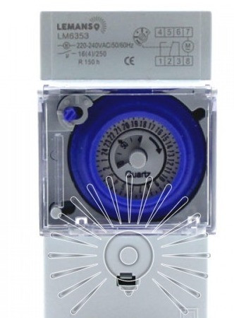 Таймер Lemanso на DIN-рейку механічний 16A-1NO+1NC (LM6353)