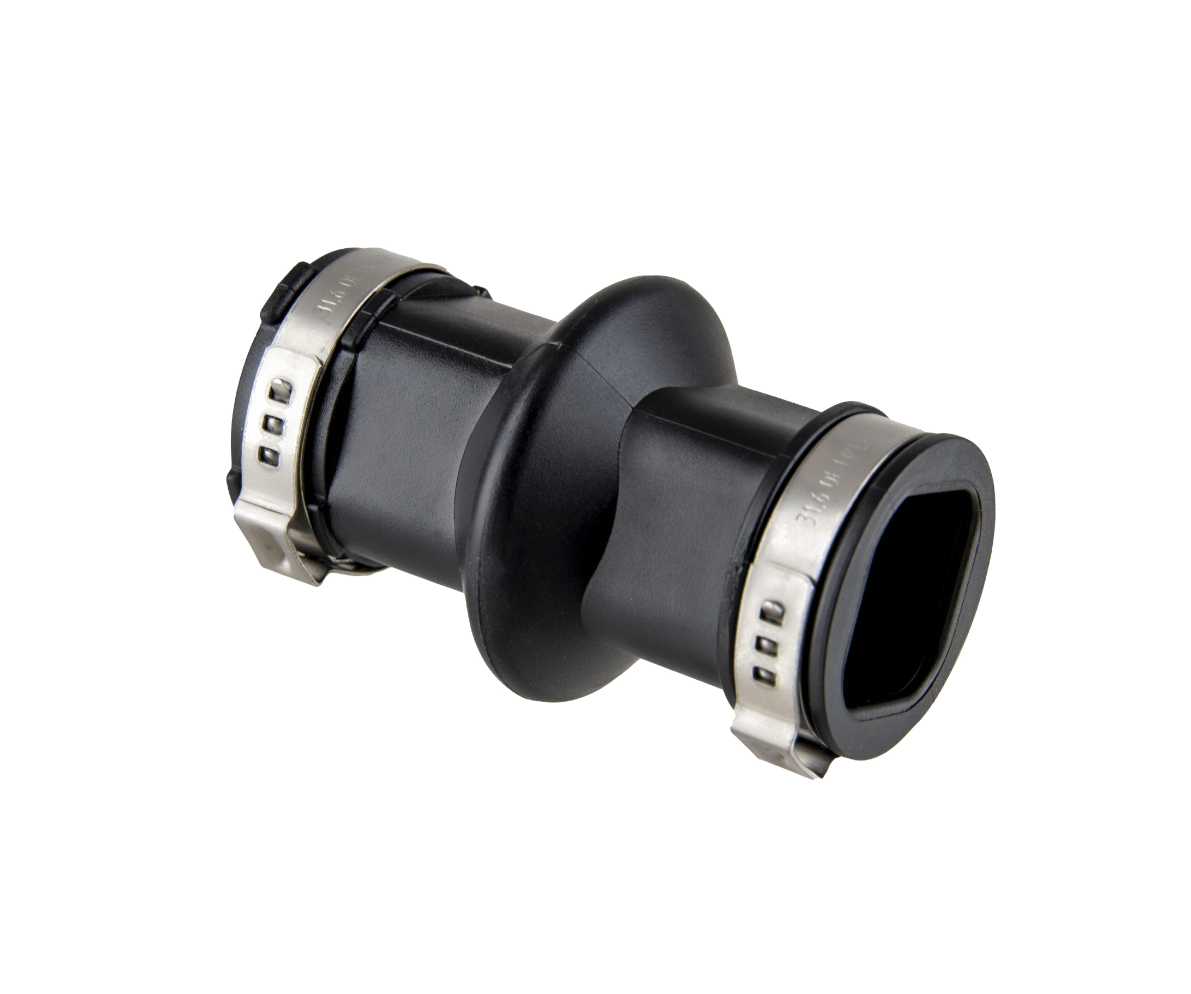 Муфта сполучна гумова квадрат-квадрат із компенсатором для стику труб напування