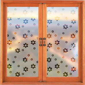 Ромашки, 1000х1000 мм, матуюча наклейка для скла/дзеркала з імітацією пескотруйной обробки