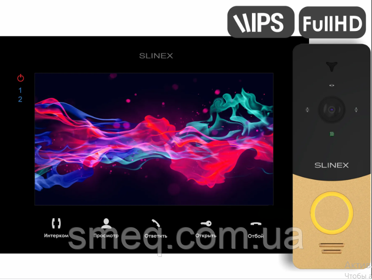 Комплект Slinex SQ-07MTHD Black + панель виклику Slinex ML-20HD (black-gold), фото 1