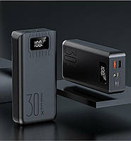 Power bank 30000 mAh Внешний аккумулятор Портативная зарядка Павербанк с экраном и фонариком Черный