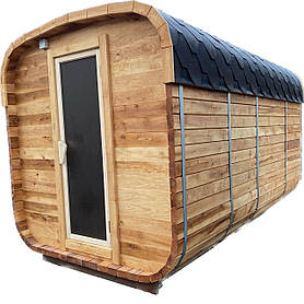 Мобільна квадро баня бочка 4,0х2,4х2,4 вільхова під ключ