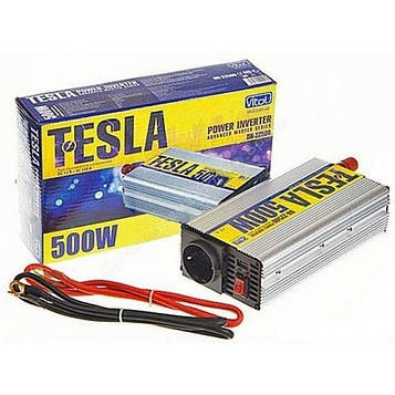 Перетворювач напруги TESLA ПН-22500, 12V-220V, 500W, USB-5VDC0,5A, мод. хвиля, клеми