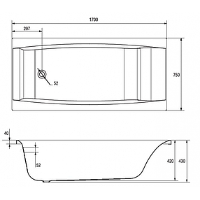 Ванна 170*75 см з ніжками Cersanit VIRGO, фото 2