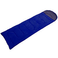 Спальник одномісний спальний мішок-ковдра з капюшоном військовий (195 x 75 см) темно-синій SY-4142